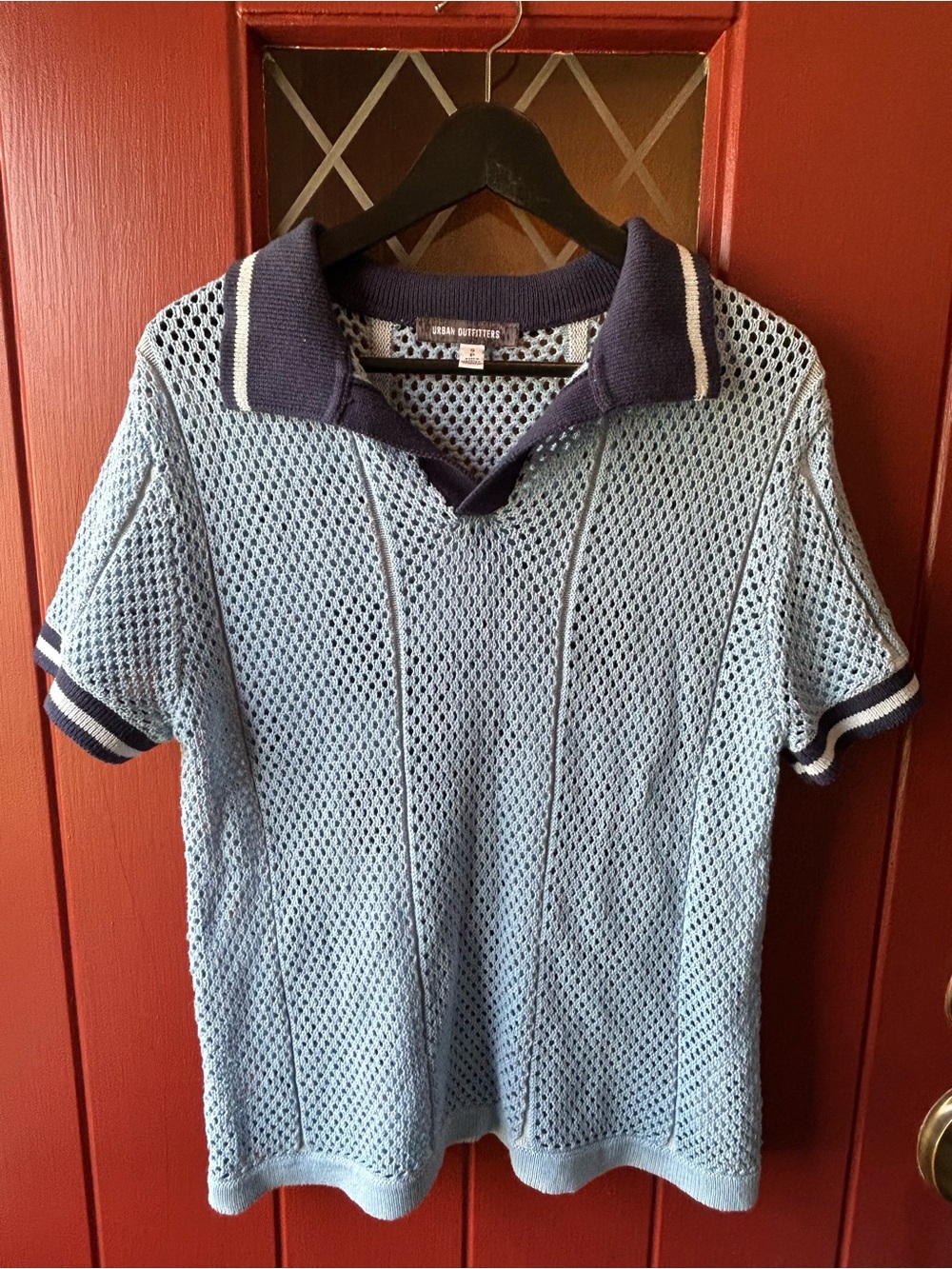 Urban Outfitters Men’s Crocheted Knit Mesh Polo
